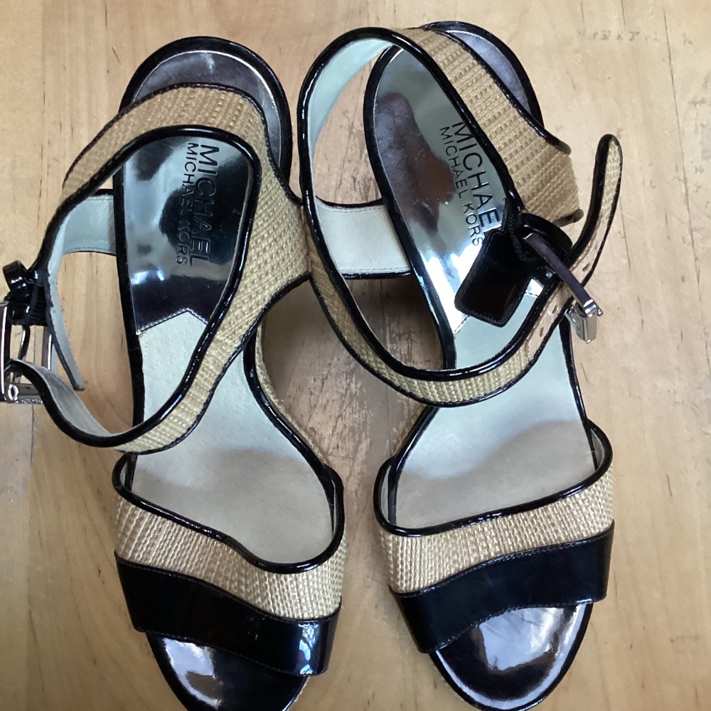Micheal kors shoes, beige and black and wedge